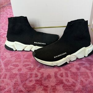 Balenciaga Black and White Knit Sneakers